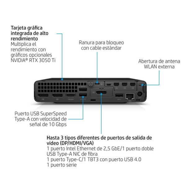 Mini ordenador hp elite 800 g9 i7 - 14700 16gb ssd 512gb - Imagen 3