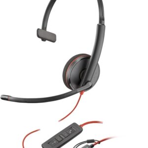 Auriculares poly blackwire 3210 monaural usb - c + adaptador usb - c - a (bulk)