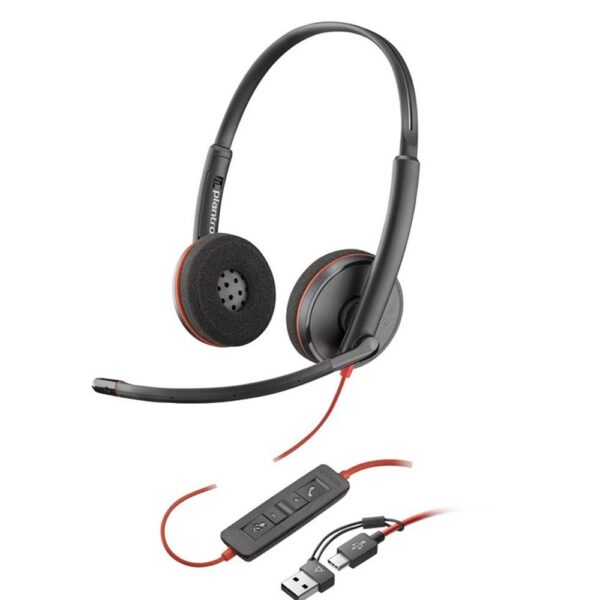Auriculares poly blackwire 3220 estéreo usb - c negro + adaptador usb - c - a auriculares poly blackwire 3220 estéreo usb - c + adaptador usb - c - a(bulk)