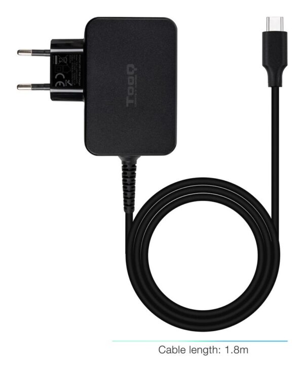 Cargador de pared tooq tqlc - usbcgan45pd 45w usb tipo c negro - Imagen 2