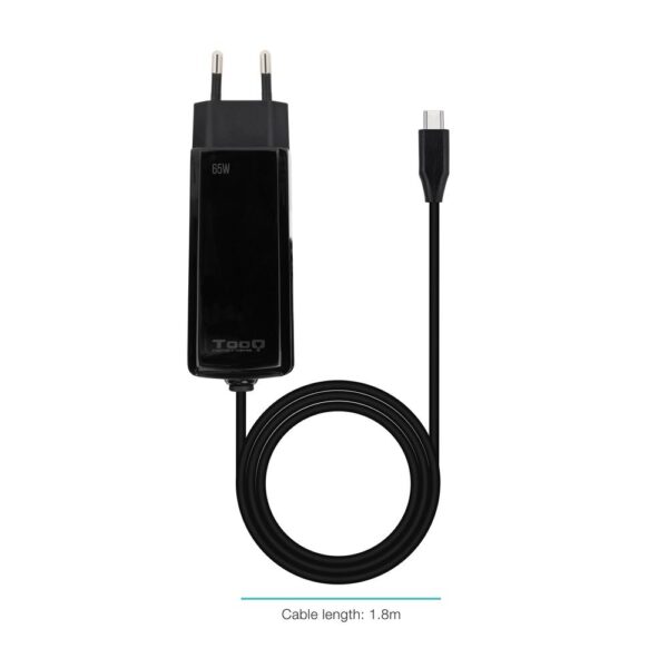 Cargador de pared tooq tqlc - usbcgan65pd - c 65w usb tipo c negro - Imagen 2