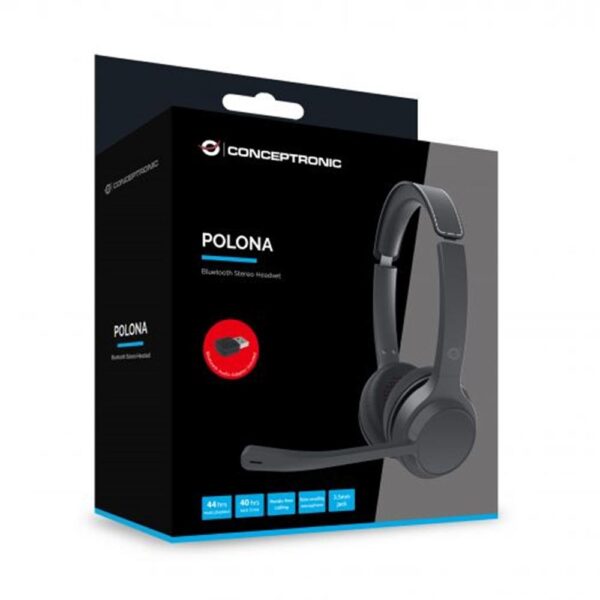Auriculares conceptronic polona04ba inalambrico negro - Imagen 2
