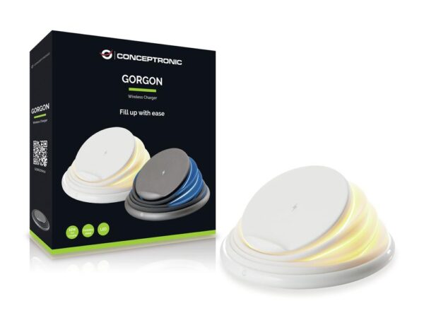Cargador inalambrico conceptronic gorgon02w qi 10w blanco - Imagen 2