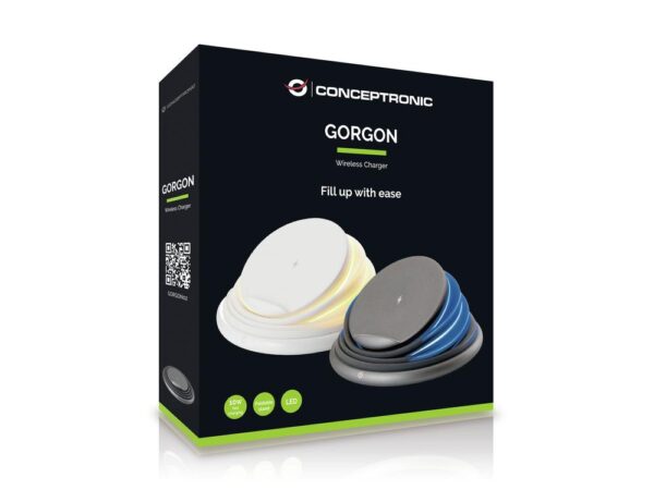 Cargador inalambrico conceptronic gorgon02w qi 10w blanco - Imagen 3