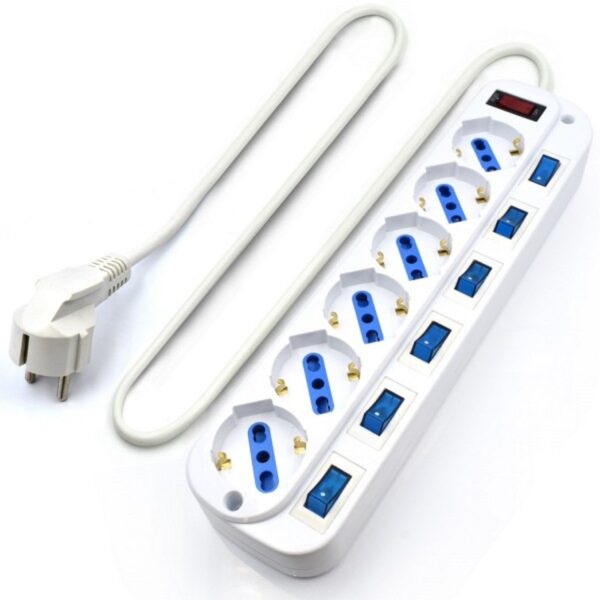 Regleta ewent con 6 tomas shucko con interruptor individual y 3 metros de cable - Imagen 2