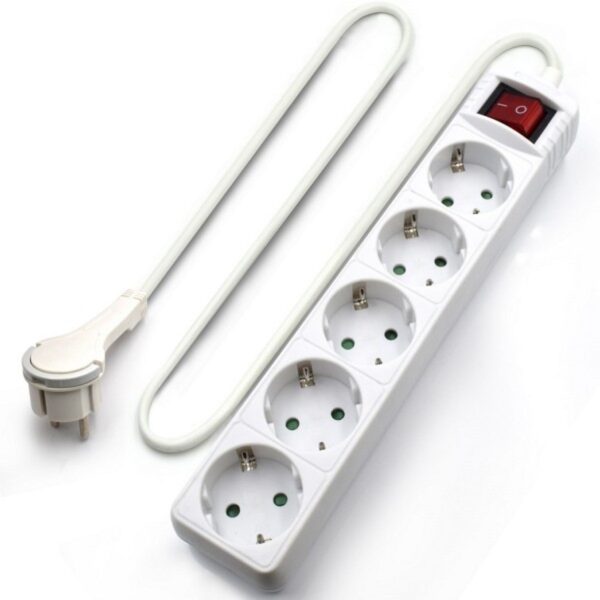 Regleta ewent 5 tomas shucko interruptor y enchufe plano - Imagen 2