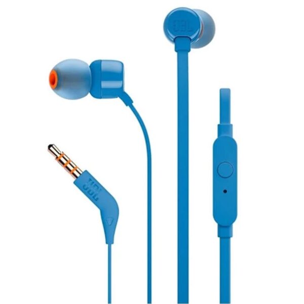 Auriculares intrauditivos jbl t110 blue - pure bass - drivers 9mm - cable plano - manos libres - Imagen 2