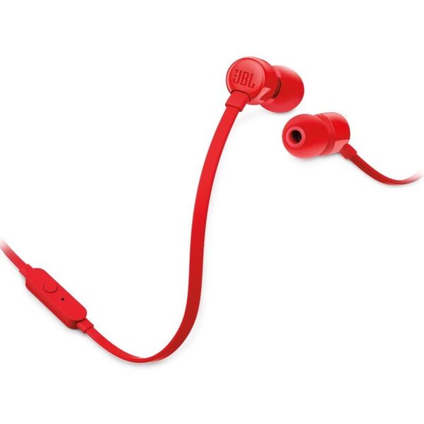 Auriculares intrauditivos jbl t110 red - pure bass - drivers 9mm - cable plano - manos libres - Imagen 2