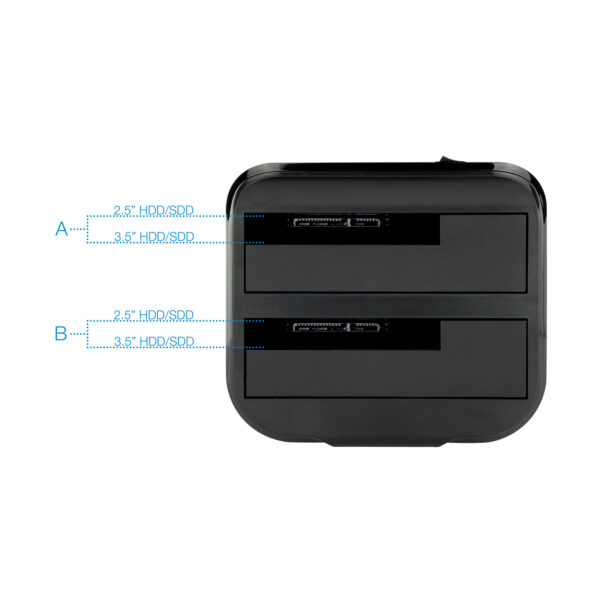 Base dock discos sata tooq 2 bahias 2.5 pulgadas -  3.5 pulgadas - usb 3.0 - funcion clonacion - Imagen 3