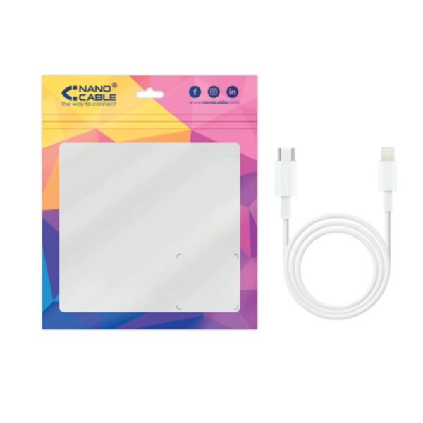 Cable nanocable lightning a usb tipo c iphone ipad ipod blanco 1m - Imagen 2