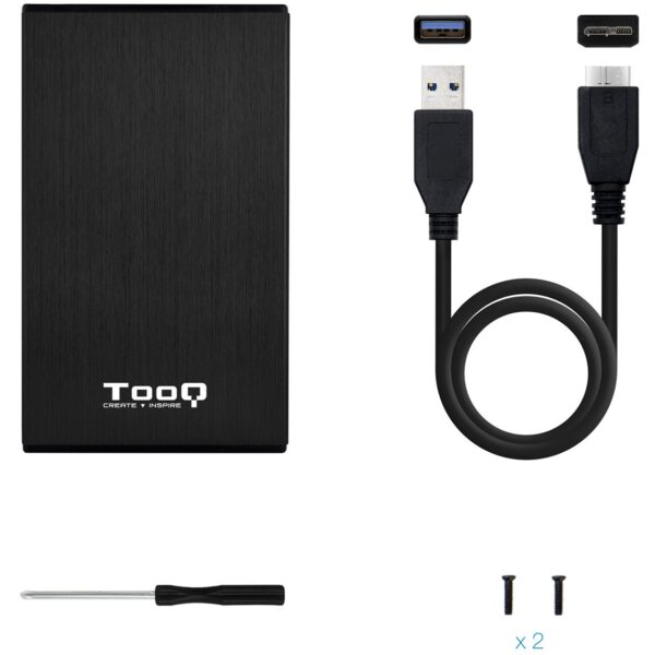Caja externa tooq tqe - 2527b para hdd - ssd 2.5 pulgadas 9.5mm sata usb 3.0 negra - Imagen 3