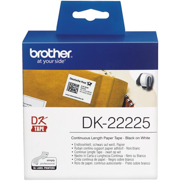 Etiquetas cinta continua brother blanca dk22225 38mm - Imagen 2
