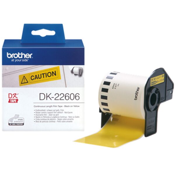 Etiquetas cinta continua brother amarilla dk22606 62mm - Imagen 2