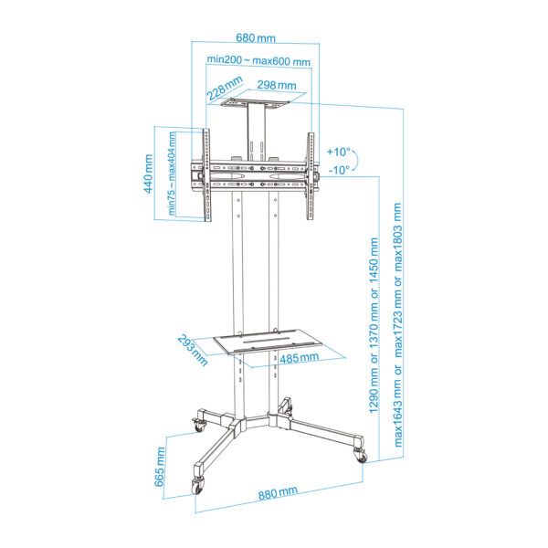 Soporte de suelo tooq para pantalla tv 37 pulgadas - 70 pulgadas negro fs1470m - b - Imagen 3