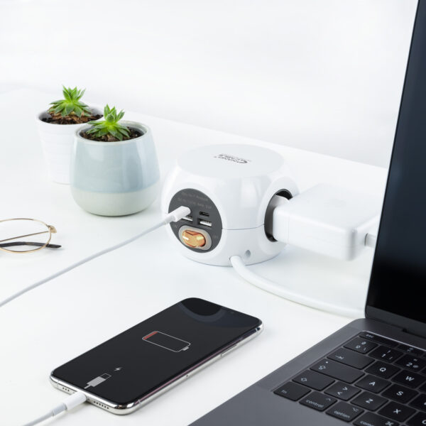 Regleta base de enchufes nanocable 3tomas shucko 2 puertos usb 3 puertos usb - c cable 3m - Imagen 3