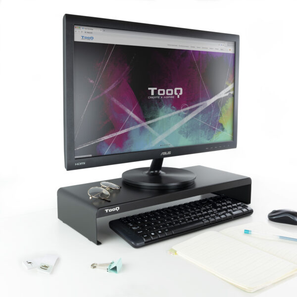 Elevador soporte de monitor tooq metalico negro - Imagen 2