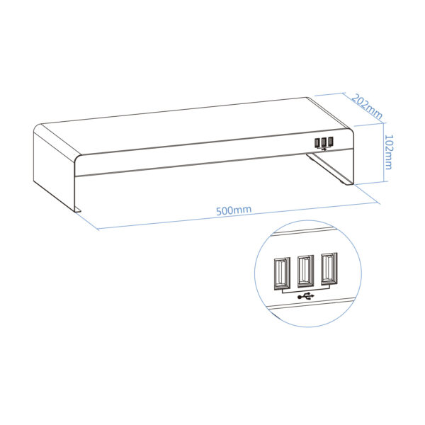 Elevador soporte de monitor tooq metalico negro con usb - Imagen 3
