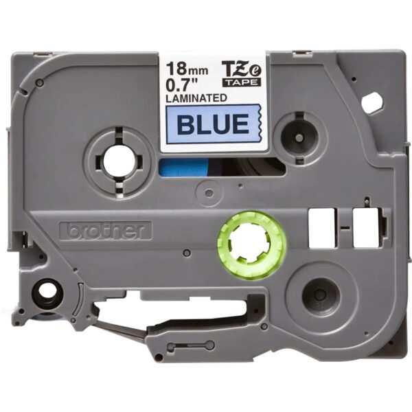 Cinta laminada brother tze541 18mm x 8m azul - negro - Imagen 2