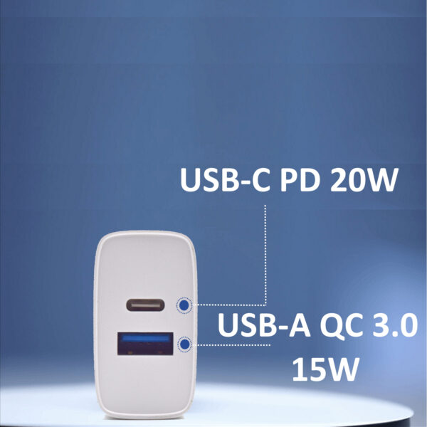 Cargador rapido ewent ew1321 q3 20w usb tipo a usb tipo c - Imagen 2