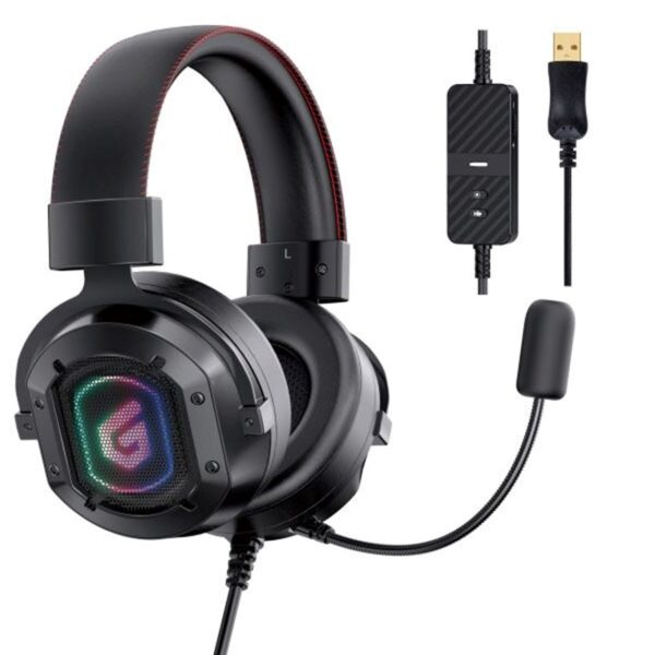 Auricular gaming conceptronic athan02b - usb - microfono - rgb - Imagen 2
