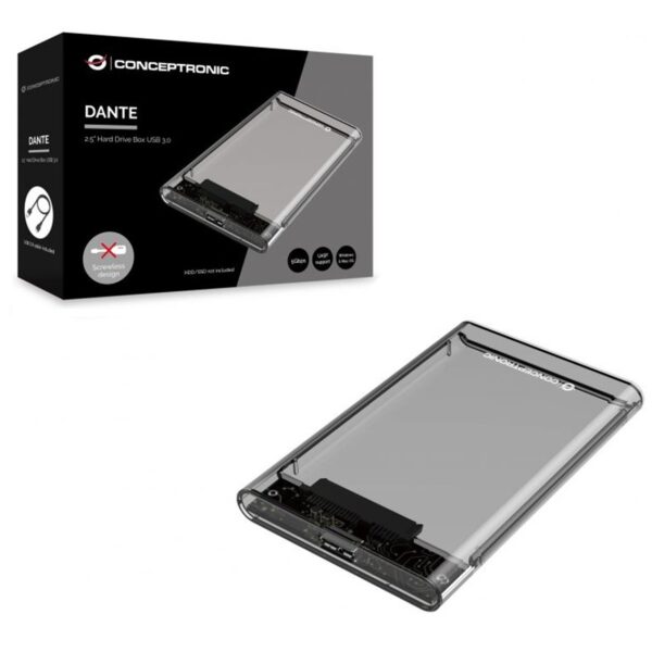 Caja externa conceptronic usb 3.0 sata transparente sin tornillos dante03t - Imagen 3