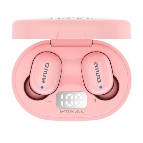 Auriculares inalambricos aiwa ebtw - 150 bluetooth rosa + estuche de carga - Imagen 2