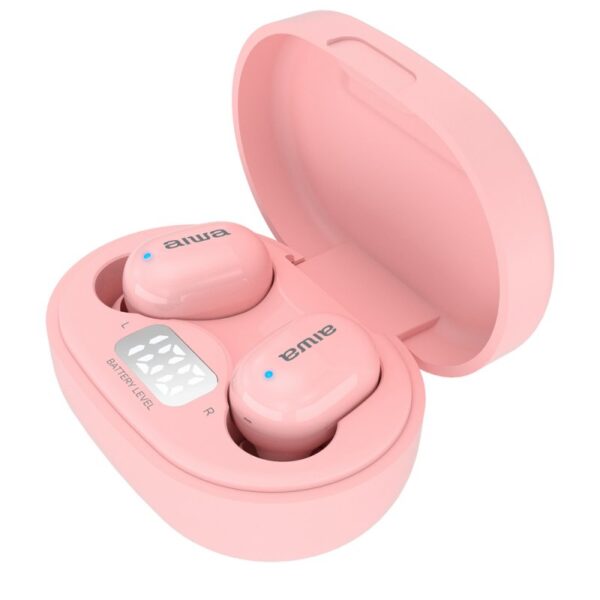 Auriculares inalambricos aiwa ebtw - 150 bluetooth rosa + estuche de carga - Imagen 3