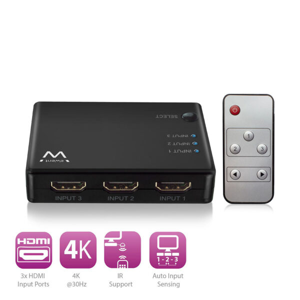 Switch hdmi ewent ew3730 4k 3 x 1 - Imagen 2