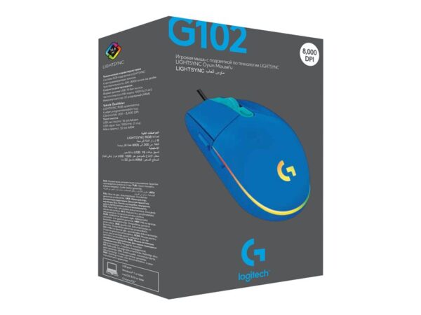 Mouse raton logitech g102 lightsync azul gaming 8.000 dpi 6 botones - Imagen 3