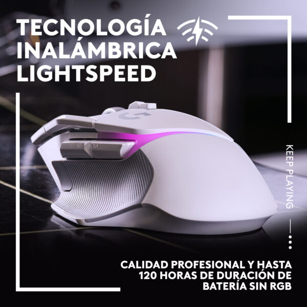 Mouse raton logitech g g502 x plus lightspeed gaming optico wireless inalambrico 25600ppp blanco - Imagen 3