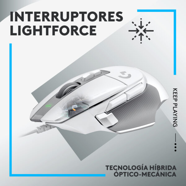 Mouse raton logitech g g502 x gaming optico usb 25600ppp blanco - Imagen 3