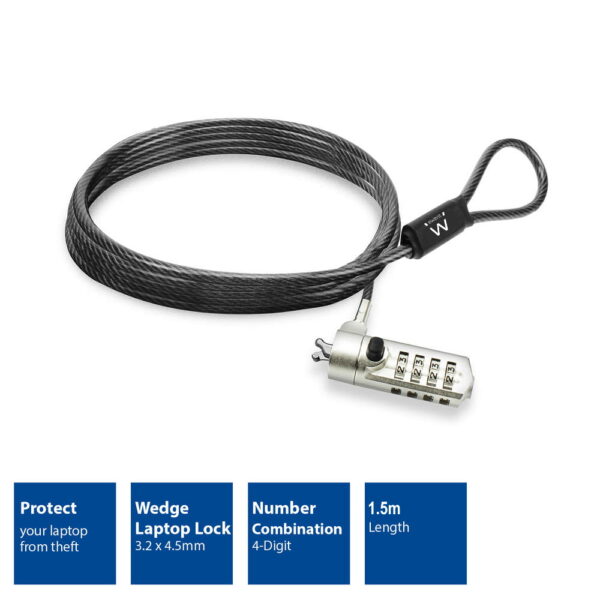 Cable de seguridad con candado ewent ew1243 para portatil con combinacion de numeros - Imagen 2