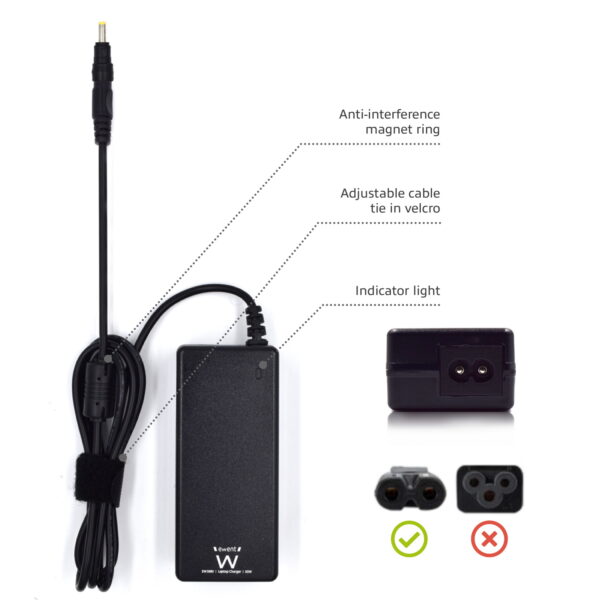 Cargador ewent ew3898 para portatiles hp 65w - Imagen 3