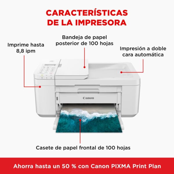 Multifuncion canon pixma tr4751i inyeccion color a4 wifi pixma print plan blanca - Imagen 3
