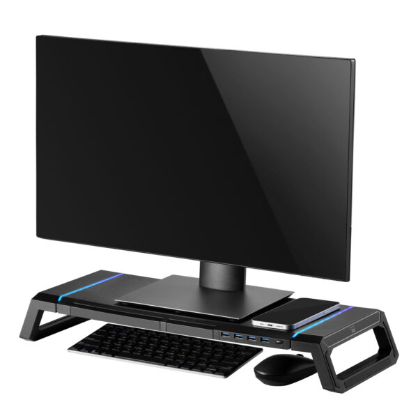Elevador soporte monitor ewent ew1268 con cajon y soporte para smartphone - Imagen 3