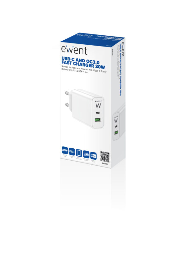 Cargador ewent ew1325 30w usb tipo a - usb tipo c - Imagen 3