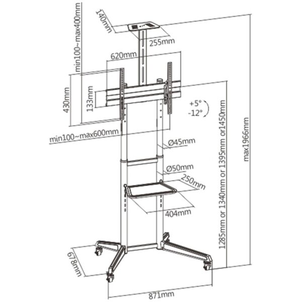 Soporte de suelo ewent ew1539 hasta 70 pulgadas max 50kg - Imagen 2