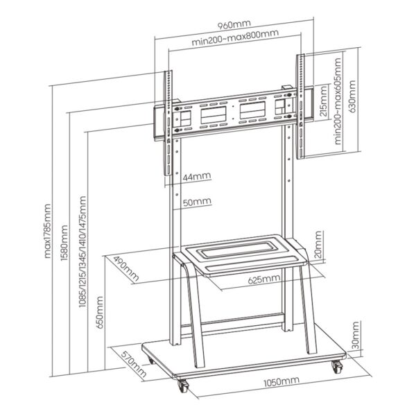 Soporte de suelo ewent ew1544 para tv hasta 100 pulgadas carga maxima 150kg - Imagen 2