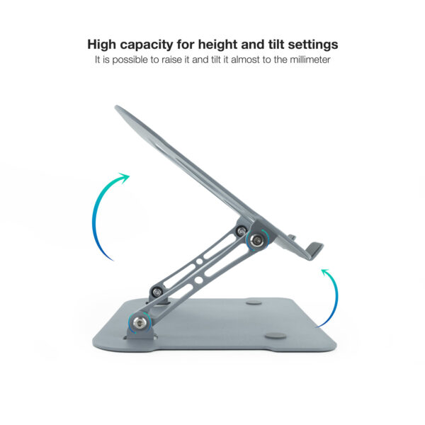 Soporte - base elevador tooq para portatil tablets libros aluminio ajustable ergonómico gris - Imagen 3