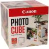Papel canon pp - 201 5x5 pulgadas (40 hojas) + marco fotos xlboom acrílico 13x13cm + photo cube white - creative pack last - orange