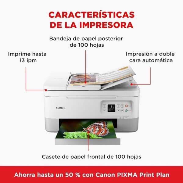 Multifuncion canon pixma ts7451i inyeccion color wifi -  duplex impresion -  blanca ppp - Imagen 3