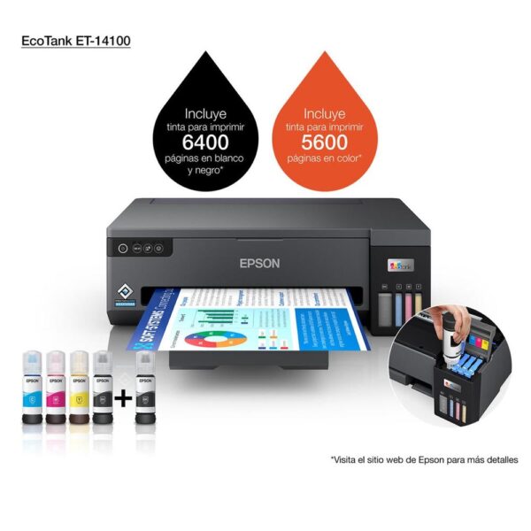 Impresora epson inyeccion color ecotank et - 14100 a3 -  15ppm -  usb -  wifi - Imagen 2
