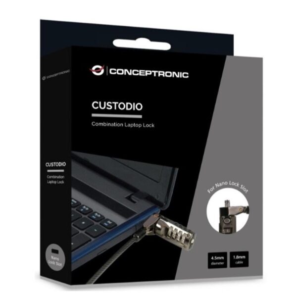 Cable seguridad para portatiles 1.8m conceptronic - Imagen 2