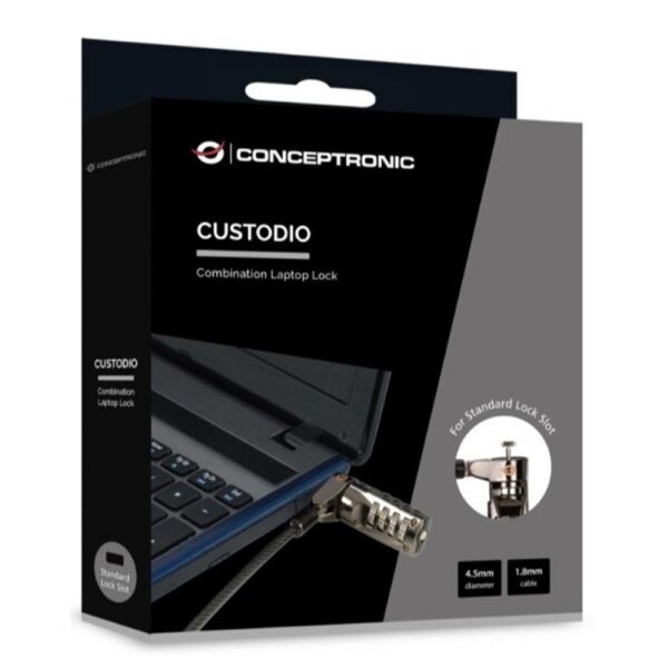 Cable seguridad conceptronic combinacion 4 digitos para portatiles 1.8m - Imagen 2