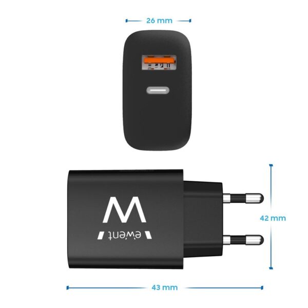 Cargador ewent ew1319 20w usb tipo a - usb tipo c - Imagen 2