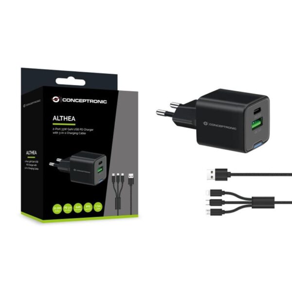 Cargador de pared conceptronic althea16b 33w + cable usb 3.0 3 en 1 - Imagen 3