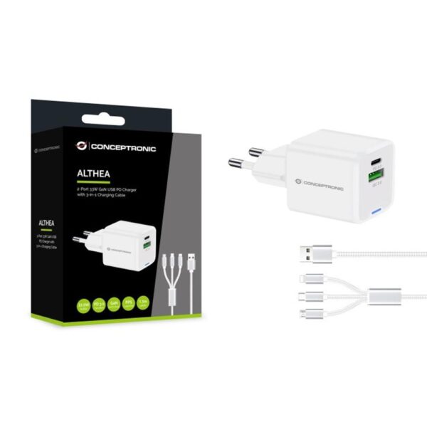 Cargador de pared conceptronic althea16w 33w + cable usb 3.0 3 en 1 blanco - Imagen 3