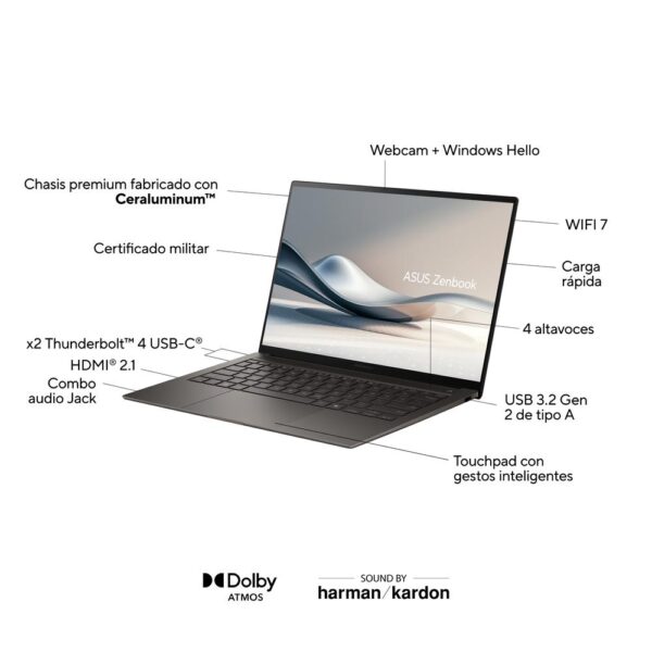 Asus zenbook ux5406sa - pz334w intel core ultra 7 258v 14 pulgadas 3k 32gb ssd1tb w11 - Imagen 2