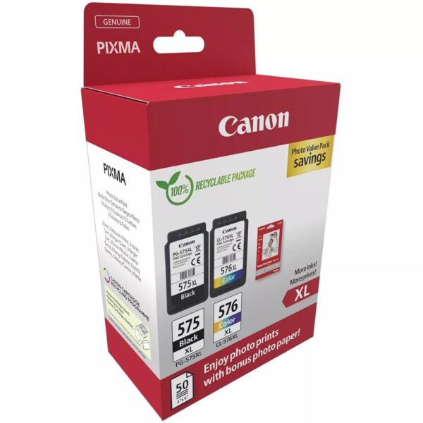 Cartucho tinta canon pg 575xl + cl 576xl + papel fotografico - Imagen 2
