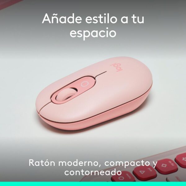 Raton inalambrico logitech pop mouse rosa - Imagen 3